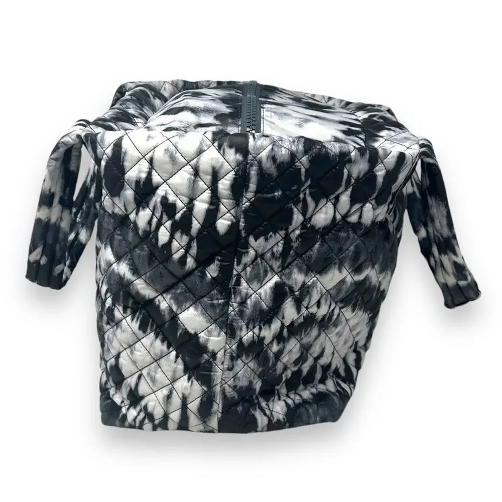 MZ Wallace Metro Tote in Wave Tie Dye Black Gray White Zipper Quilted Bag
